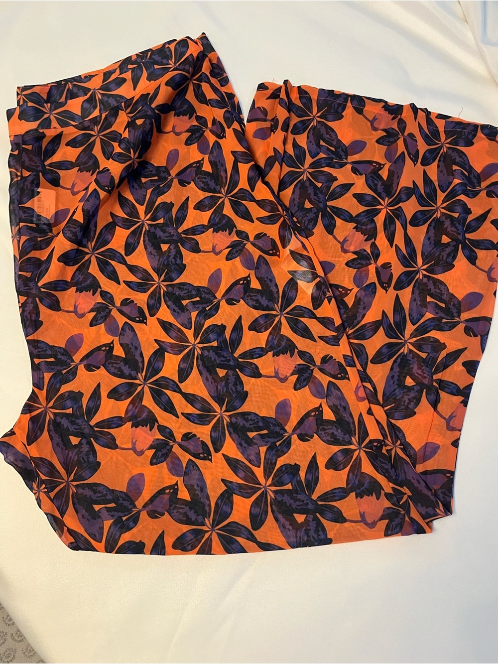 PrettyLittleThing Orange & Purple Floral Wide Leg Sheer Pants
